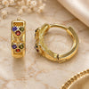 Oro Laminado Huggie Hoop, Gold Filled Style Heart Design, with Multicolor Micro Pave, Polished, Golden Finish, 02.284.0035.12