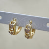 Oro Laminado Huggie Hoop, Gold Filled Style Heart Design, with Pink Micro Pave, Polished, Golden Finish, 02.284.0035.2.12