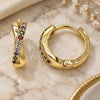 Oro Laminado Huggie Hoop, Gold Filled Style with Multicolor Micro Pave, Polished, Golden Finish, 02.284.0036.12