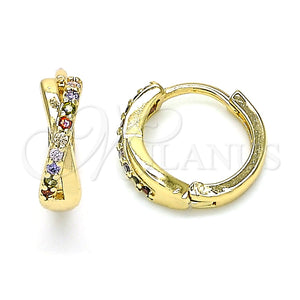Gold Filled Hoop Earrings — Huggie Hoop with Multicolor Micro Pave Polished 02. — main product view — SKU 143025 | Oro Laminado aretes de aro — Huggie Hoop with Multicolor Micro Pave pulido 02. — SKU 143025