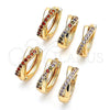 Oro Laminado Huggie Hoop, Gold Filled Style with Pink Micro Pave, Polished, Golden Finish, 02.284.0036.2.12