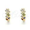 Oro Laminado Huggie Hoop, Gold Filled Style with Multicolor Cubic Zirconia, Polished, Golden Finish, 02.284.0037.12