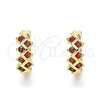 Oro Laminado Huggie Hoop, Gold Filled Style with Garnet Cubic Zirconia, Polished, Golden Finish, 02.284.0037.1.12