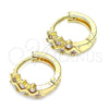 Oro Laminado Huggie Hoop, Gold Filled Style with Pink Cubic Zirconia, Polished, Golden Finish, 02.284.0037.2.12