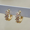 Oro Laminado Huggie Hoop, Gold Filled Style with Pink Cubic Zirconia, Polished, Golden Finish, 02.284.0037.2.12