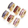 Oro Laminado Huggie Hoop, Gold Filled Style with Garnet Cubic Zirconia, Polished, Golden Finish, 02.284.0038.1.12