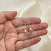 Oro Laminado Huggie Hoop, Gold Filled Style Butterfly Design, with Pink Cubic Zirconia, Polished, Golden Finish, 02.284.0040.12