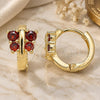 Oro Laminado Huggie Hoop, Gold Filled Style Butterfly Design, with Garnet Cubic Zirconia, Polished, Golden Finish, 02.284.0040.1.12