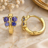 Oro Laminado Huggie Hoop, Gold Filled Style Butterfly Design, with Amethyst Cubic Zirconia, Polished, Golden Finish, 02.284.0040.2.12