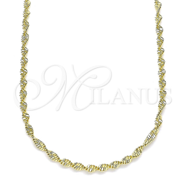 Oro Laminado Basic Necklace, Gold Filled Style Singapore Design, Polished, Golden Finish, 04.213.0225.24 (02 MM Thickness, 24 Inches Length)