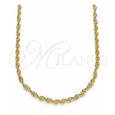 Oro Laminado Basic Necklace, Gold Filled Style Singapore Design, Polished, Golden Finish, 04.213.0225.24 (02 MM Thickness, 24 Inches Length)