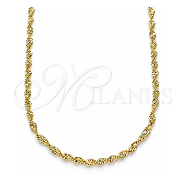 Oro Laminado Basic Necklace, Gold Filled Style Singapore Design, Polished, Golden Finish, 04.213.0225.24 (02 MM Thickness, 24 Inches Length)