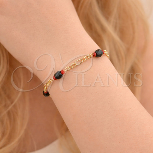 Gold Filled Bracelet — Fancy Bracelet with Black Crystal Polished 03.64. Thickness — alternate product view — SKU 143060 | Oro Laminado brazalete — elegante Bracelet with negro cristal pulido 03.64. Thickness — SKU 143060