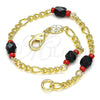 Oro Laminado Fancy Bracelet, Gold Filled Style with Black Crystal, Polished, Golden Finish, 03.64.0132.07 (Thickness, 7 Inches Length)