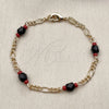 Oro Laminado Fancy Bracelet, Gold Filled Style with Black Crystal, Polished, Golden Finish, 03.64.0132.07 (Thickness, 7 Inches Length)
