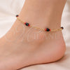 Oro Laminado Fancy Anklet, Gold Filled Style with Black Crystal, Polished, Golden Finish, 03.64.0132.10 (03 MM Thickness, 10 Inches Length)