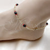 Oro Laminado Fancy Anklet, Gold Filled Style with Black Crystal, Polished, Golden Finish, 03.64.0132.10 (03 MM Thickness, 10 Inches Length)