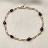 Oro Laminado Fancy Anklet, Gold Filled Style with Black Crystal, Polished, Golden Finish, 03.64.0132.10 (03 MM Thickness, 10 Inches Length)