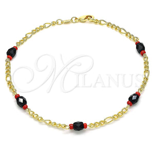 Gold Filled Anklet — Fancy Anklet with Black Crystal Polished 03.64. 03 — main product view — SKU 143061 | Oro Laminado tobillera — elegante Anklet with negro cristal pulido 03.64. 03 — SKU 143061