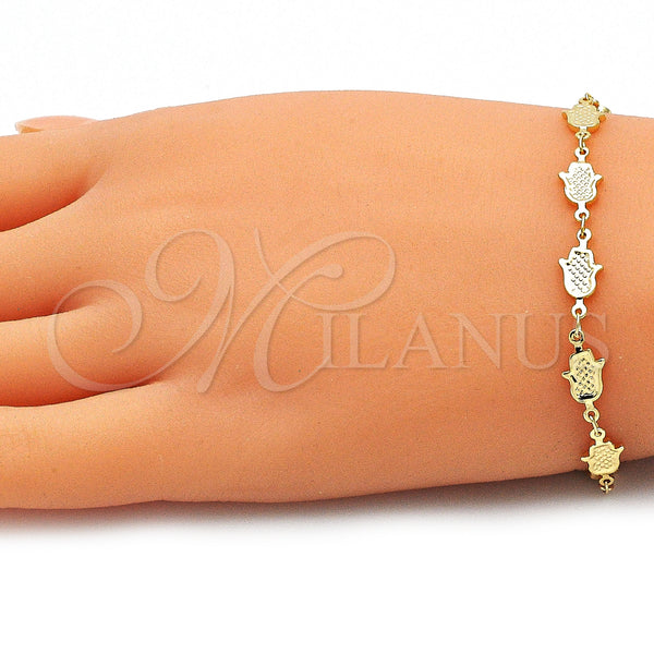 Gold Filled Bracelet — Fancy Bracelet Hand of God and Judaica Design — alternate product view — SKU 143063 | Oro Laminado brazalete — elegante Bracelet Hand of God and Judaica diseño — SKU 143063