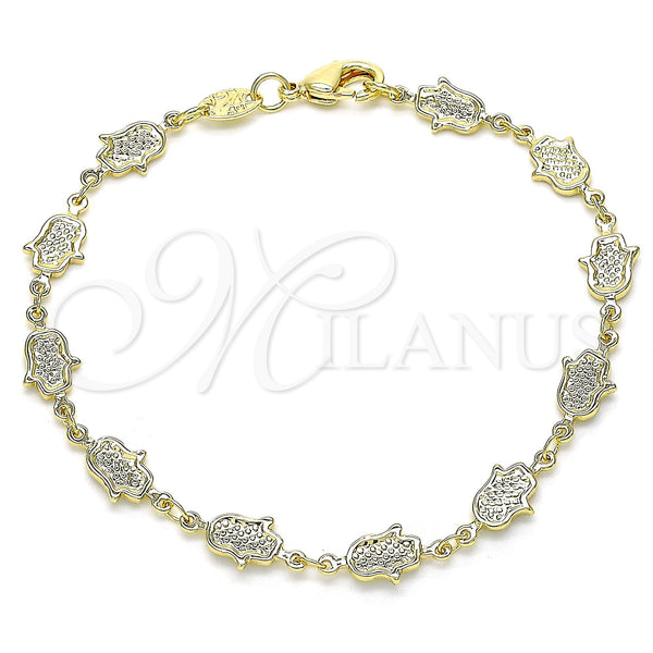 Gold Filled Bracelet — Fancy Bracelet Hand of God and Judaica Design — main product view — SKU 143063 | Oro Laminado brazalete — elegante Bracelet Hand of God and Judaica diseño — SKU 143063