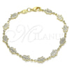 Oro Laminado Fancy Bracelet, Gold Filled Style Hand of God Design, Polished, Golden Finish, 03.326.0017.08 (07 MM Thickness, 8 Inches Length)