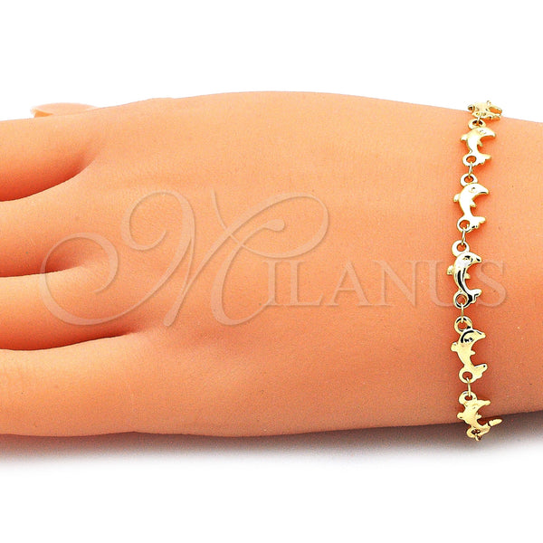 Gold Filled Bracelet — Fancy Bracelet Dolphin Design Polished 03. 07 MM — alternate product view — SKU 143066 | Oro Laminado brazalete — elegante Bracelet Dolphin diseño pulido 03. 07 MM — SKU 143066