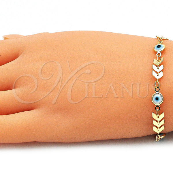 Gold Filled Bracelet — Fancy Bracelet Evil Eye Design White Resin 03. — alternate product view — SKU 143069 | Oro Laminado brazalete — elegante Bracelet Evil Eye diseño blanco Resin 03. — SKU 143069