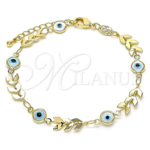 Gold Filled Bracelet — Fancy Bracelet Evil Eye Design White Resin 03. — main product view — SKU 143069 | Oro Laminado brazalete — elegante Bracelet Evil Eye diseño blanco Resin 03. — SKU 143069