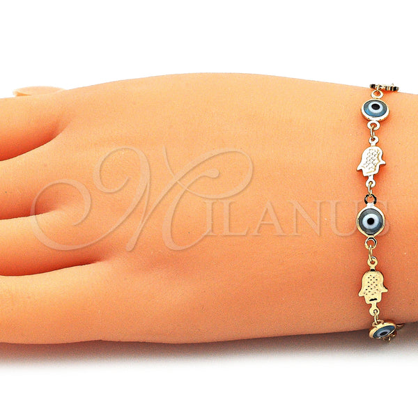 Gold Filled Bracelet — Fancy Bracelet Judaica and Evil Eye Design Turquoise — alternate product view — SKU 143072 | Oro Laminado brazalete — elegante Bracelet Judaica and Evil Eye diseño Turquoise — SKU 143072