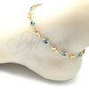 Oro Laminado Fancy Anklet, Gold Filled Style Evil Eye and Dolphin Design, Turquoise Resin Finish, Golden Finish, 03.326.0009.3.10 (07 MM Thickness, 10 Inches Length)