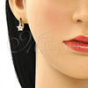 Oro Laminado Small Hoop, Gold Filled Style Flower Design, with White Cubic Zirconia, Polished, Golden Finish, 02.210.0502.10