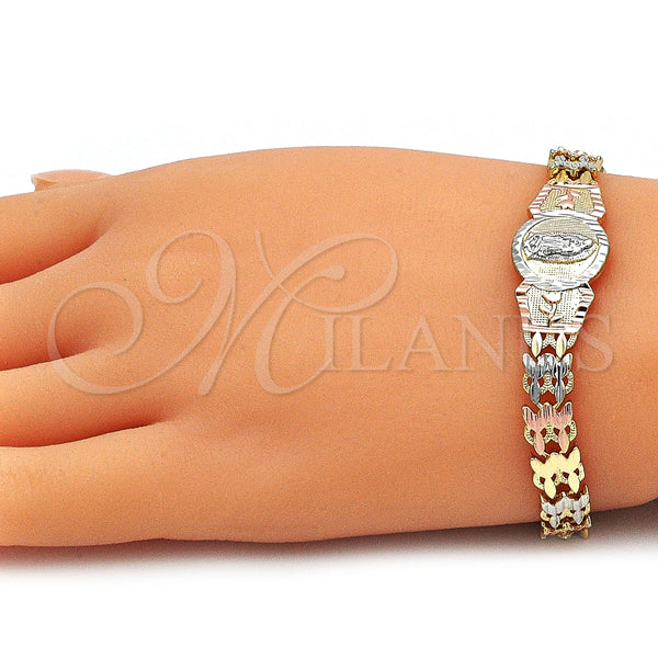 Gold Filled Bracelet — Fancy Bracelet Guadalupe and Flower Design Diamond Cutting — alternate product view — SKU 143097 | Oro Laminado brazalete — elegante Bracelet Guadalupe and flor diseño Diamond Cutting — SKU 143097