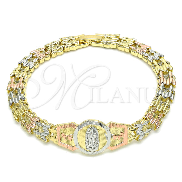 Gold Filled Bracelet — Fancy Bracelet Guadalupe and Flower Design Diamond Cutting — main product view — SKU 143097 | Oro Laminado brazalete — elegante Bracelet Guadalupe and flor diseño Diamond Cutting — SKU 143097