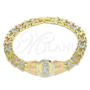 Gold Filled Bracelet — Fancy Bracelet Guadalupe and Flower Design Diamond Cutting — main product view — SKU 143097 | Oro Laminado brazalete — elegante Bracelet Guadalupe and flor diseño Diamond Cutting — SKU 143097