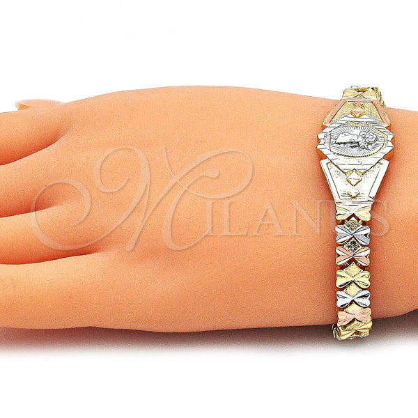 Gold Filled Bracelet — Fancy Bracelet Divino NiÃ±o and Heart Design Diamond — alternate product view — SKU 143098 | Oro Laminado brazalete — elegante Bracelet Divino NiÃ±o and corazón diseño Diamond — SKU 143098