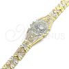 Oro Laminado Fancy Bracelet, Gold Filled Style Divino NiÃ±o and Heart Design, Diamond Cutting Finish, Tricolor, 03.100.0064.1.07 (08 MM Thickness, 7 Inches Length)