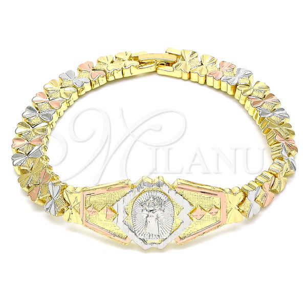 Gold Filled Bracelet — Fancy Bracelet Divino NiÃ±o and Heart Design Diamond — main product view — SKU 143098 | Oro Laminado brazalete — elegante Bracelet Divino NiÃ±o and corazón diseño Diamond — SKU 143098