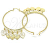 Oro Laminado Large Hoop, Gold Filled Style Heart Design, Diamond Cutting Finish, Golden Finish, 02.380.0071.50