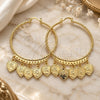 Oro Laminado Large Hoop, Gold Filled Style Heart Design, Diamond Cutting Finish, Golden Finish, 02.380.0071.50