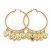 Oro Laminado Large Hoop, Gold Filled Style Heart Design, Diamond Cutting Finish, Golden Finish, 02.380.0071.50