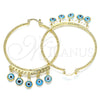Oro Laminado Large Hoop, Gold Filled Style Evil Eye Design, Turquoise Resin Finish, Golden Finish, 02.380.0072.50