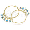 Oro Laminado Large Hoop, Gold Filled Style Evil Eye Design, Turquoise Resin Finish, Golden Finish, 02.380.0072.50