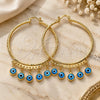 Oro Laminado Large Hoop, Gold Filled Style Evil Eye Design, Turquoise Resin Finish, Golden Finish, 02.380.0072.50