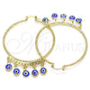 Oro Laminado Large Hoop, Gold Filled Style Evil Eye Design, Blue Resin Finish, Golden Finish, 02.380.0072.1.50
