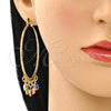 Oro Laminado Large Hoop, Gold Filled Style Evil Eye Design, Multicolor Resin Finish, Golden Finish, 02.380.0072.2.50