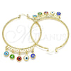 Oro Laminado Large Hoop, Gold Filled Style Evil Eye Design, Multicolor Resin Finish, Golden Finish, 02.380.0072.2.50