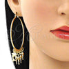 Oro Laminado Large Hoop, Gold Filled Style Dolphin Design, Diamond Cutting Finish, Golden Finish, 02.380.0073.50