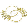 Oro Laminado Large Hoop, Gold Filled Style Dolphin Design, Diamond Cutting Finish, Golden Finish, 02.380.0073.50
