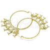 Oro Laminado Large Hoop, Gold Filled Style Dolphin Design, Diamond Cutting Finish, Golden Finish, 02.380.0073.50
